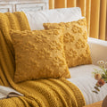 Cosibono Maple Leaf Fall Throw Pillow Covers 18'X18' Set Of 2, Mustard Yellow Farmhouse Decorative Pillow Cover For Autumn Har