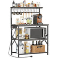 Furologee Kitchen Bakers Rack with Power Outlet,Coffee Stand with Storage 4 Tiers,Coffee Bar Station with a 31.5 Inch Larger Des