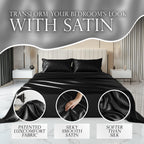 Decolure Satin Sheet Queen Set 6Pcs - Comfy Hotel Luxury Silk Feel Satin Sheets Queen - Elegant Silky Soft Queen Size Satin Bed