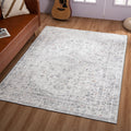 CRYPTOLITE Area Rug, 5x7 Washable Boho Vintage Faux Wool Non-Slip Low Pile Rug for Living Room, Bedroom, Kids Room, or Home Offi