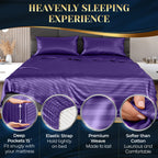 Decolure Striped Satin Sheets Set King 4Pc - Luxury Silk Feel Satin Sheets King - Elegant Silky Soft King Size Satin Bed Sheets