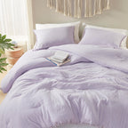 Codi Lavender Purple Boho Full/Queen Comforter Set, Aesthetic Pom Fringe Bedding For Teen Girls, Cute Soft Washed Microfiber Bed