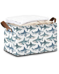 Oeaskly Sharks Fabric Storage Bins with Handles, Oxford Storage Basket for Closet Organization, Foldable Shelf Organizer for Bed