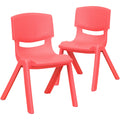 2 Pack Red Plastic Stackable School Chair with 12 Seat Height