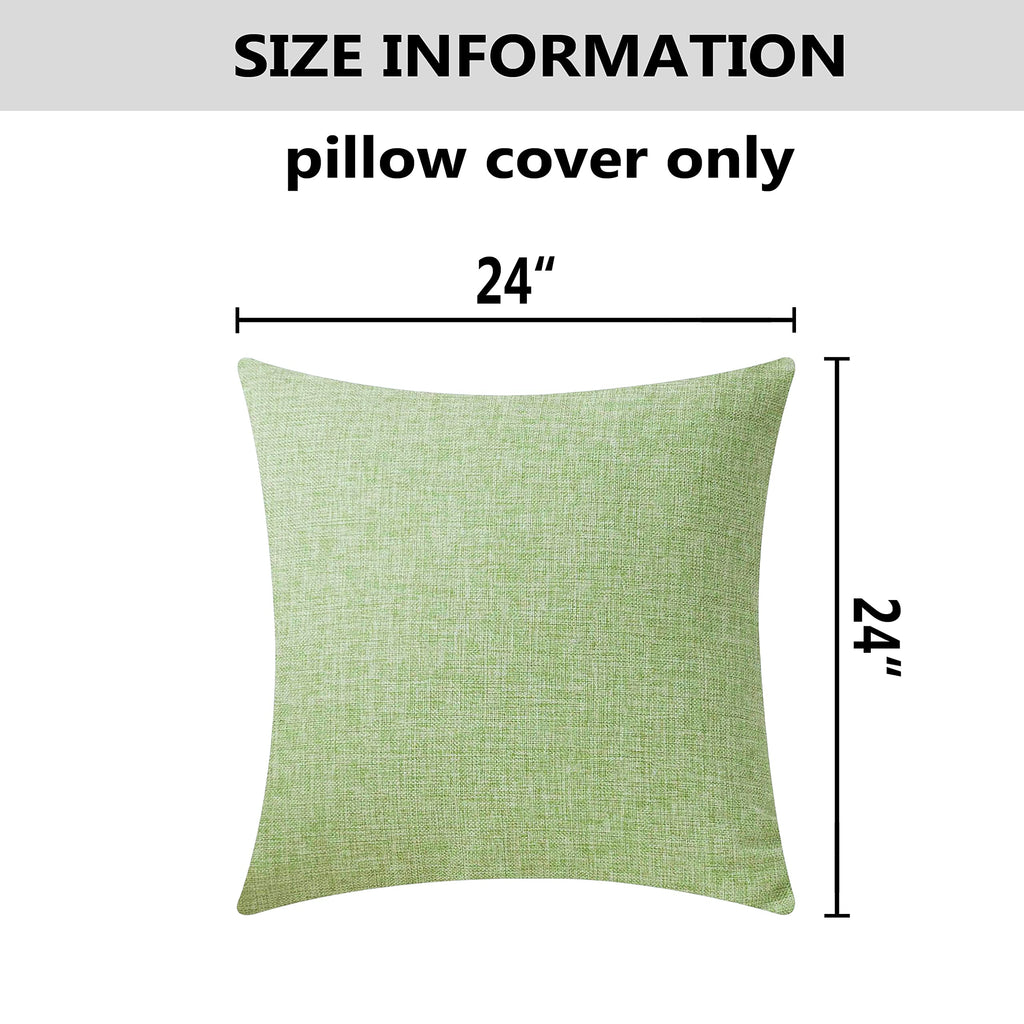 Home Brilliant Green Pillow Covers Burlap Textured Solid Linen Sage European Cushion Cover Sham For Bench, 24X24Inch (60Cm), Gra
