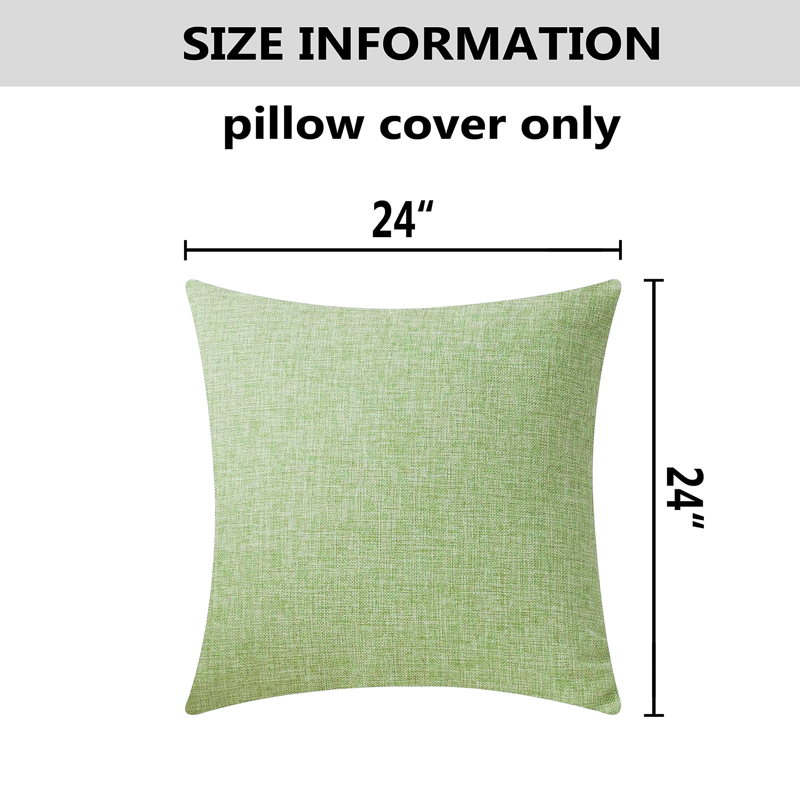 Home Brilliant Green Pillow Covers Burlap Textured Solid Linen Sage European Cushion Cover Sham For Bench, 24X24Inch (60Cm), Gra
