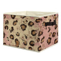 uinwk Trendy Pink and Leopard Storage Bins, Retro Funky Cheetah Print Collapsible Storage Box Laundry Basket with Handle for Hom