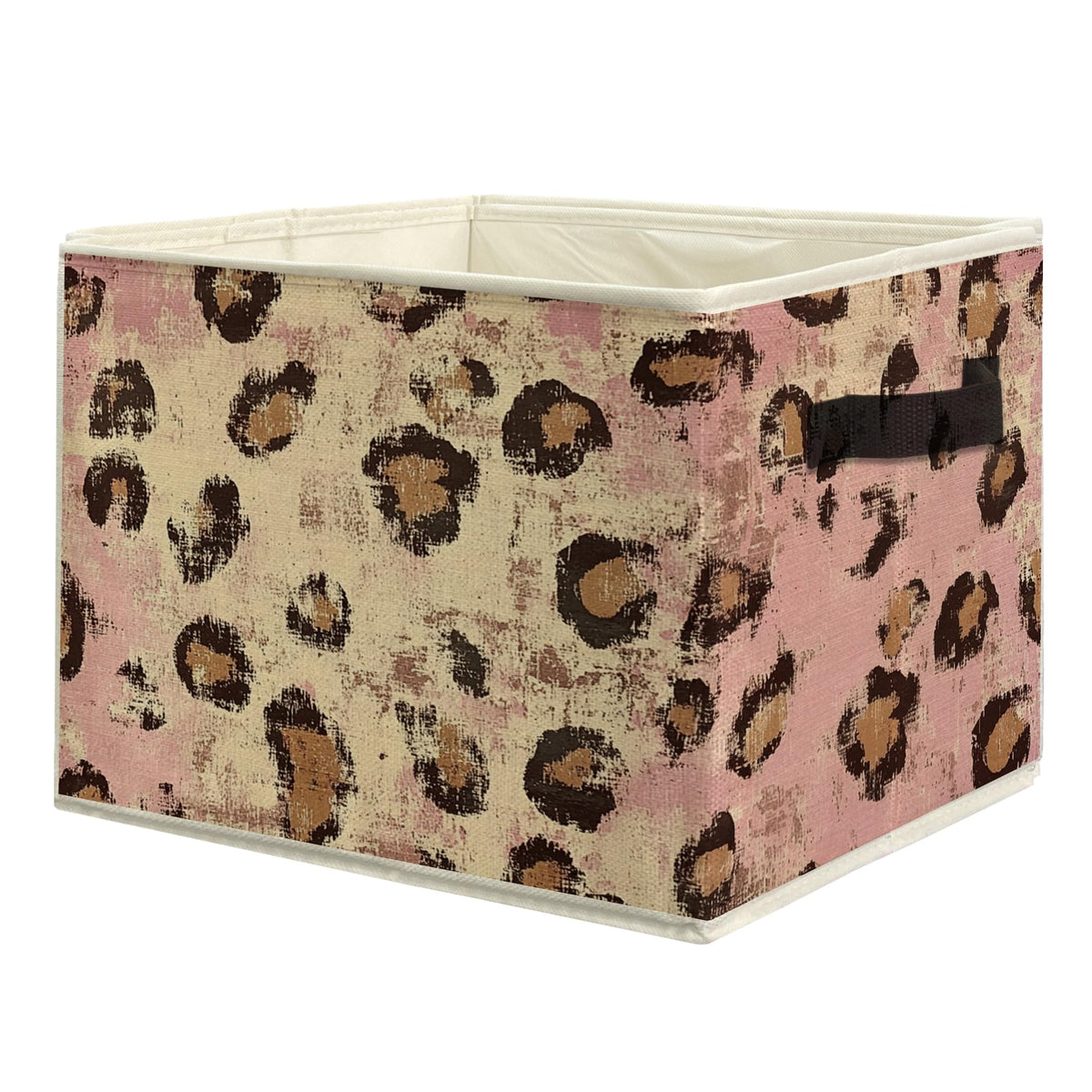 uinwk Trendy Pink and Leopard Storage Bins, Retro Funky Cheetah Print Collapsible Storage Box Laundry Basket with Handle for Hom