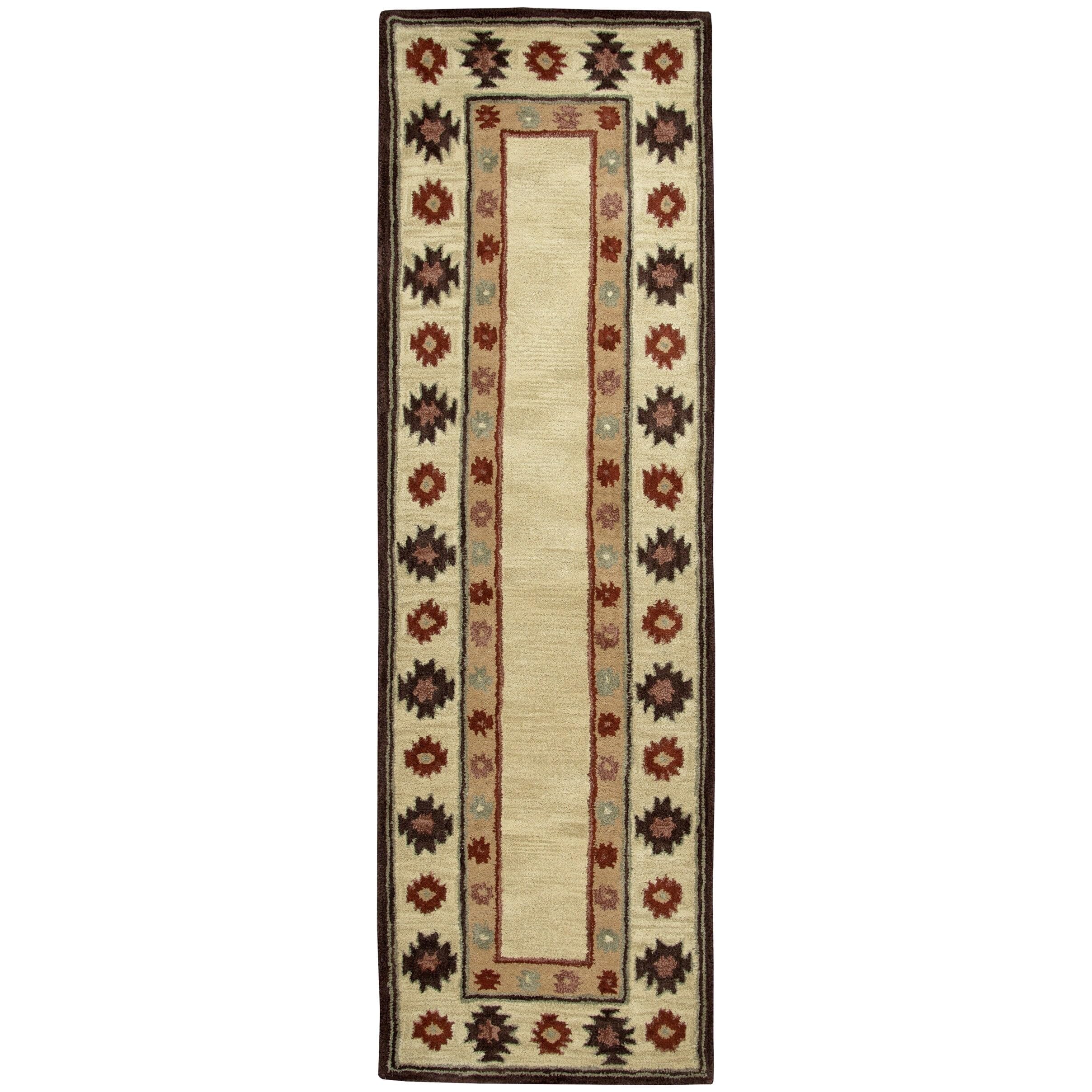 Rizzy Home Alora Decor Ryder 2'6" X 8' Tribal Tan/Sage/Navy/Burgundy Hand-Tufted Rug