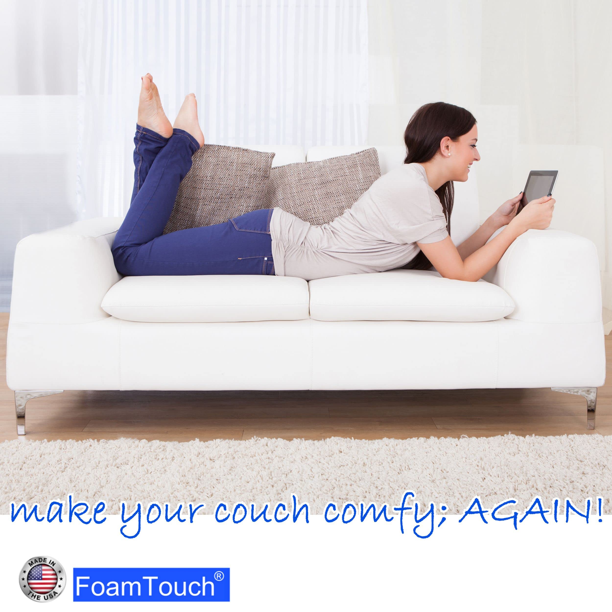 Foamtouch (3 Pack Upholstery Foam Cushion High Density 1' Height X 24' Width X 84' Length Made In Usa