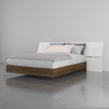 Nexera 2-Piece Bedset with Bed Frame and Headboard, Queen|Walnut & White