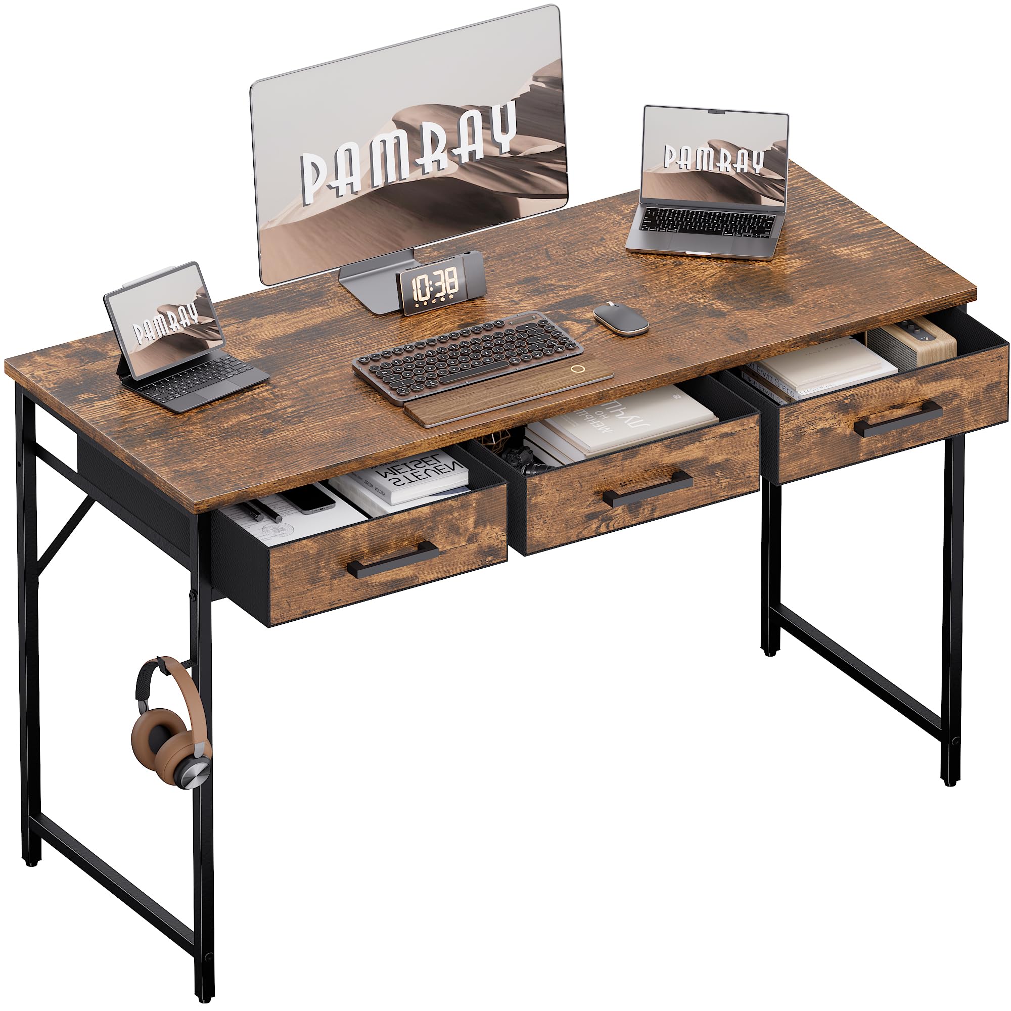 Pamray 32 Inch Small Computer Desk with 2 Drawers for Bedroom Study Wr ...