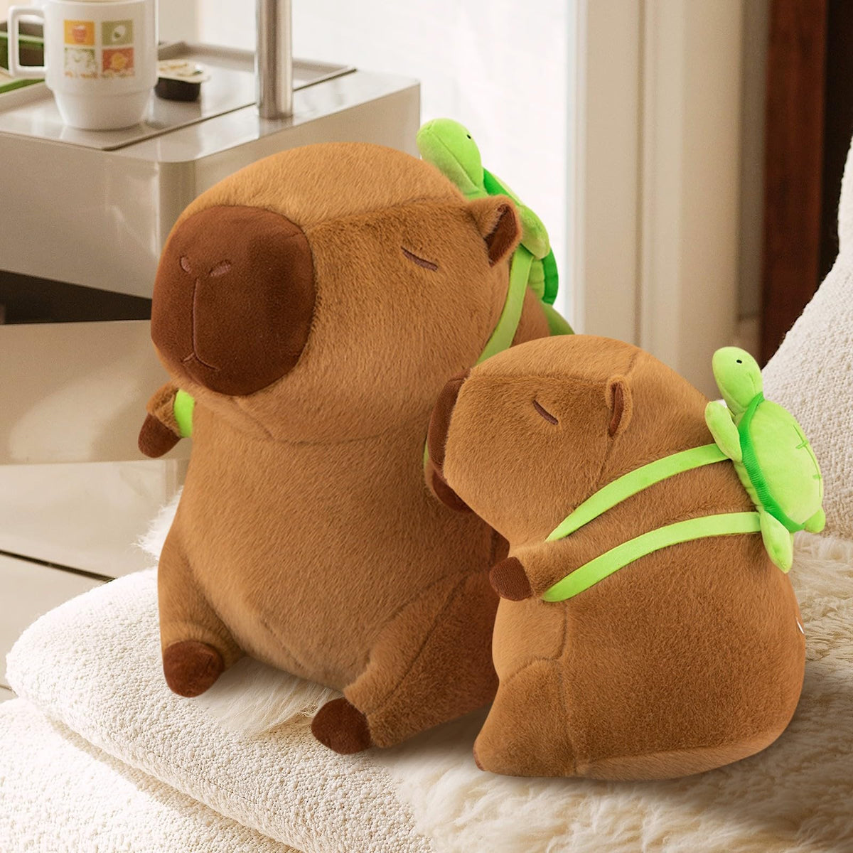 Shinuoer Capybara Plush With Turtle Backpack - Cute Stuffed Animal Kawaii Plush Pillow - Birthday Gift For Kids Boys Girls 12 In