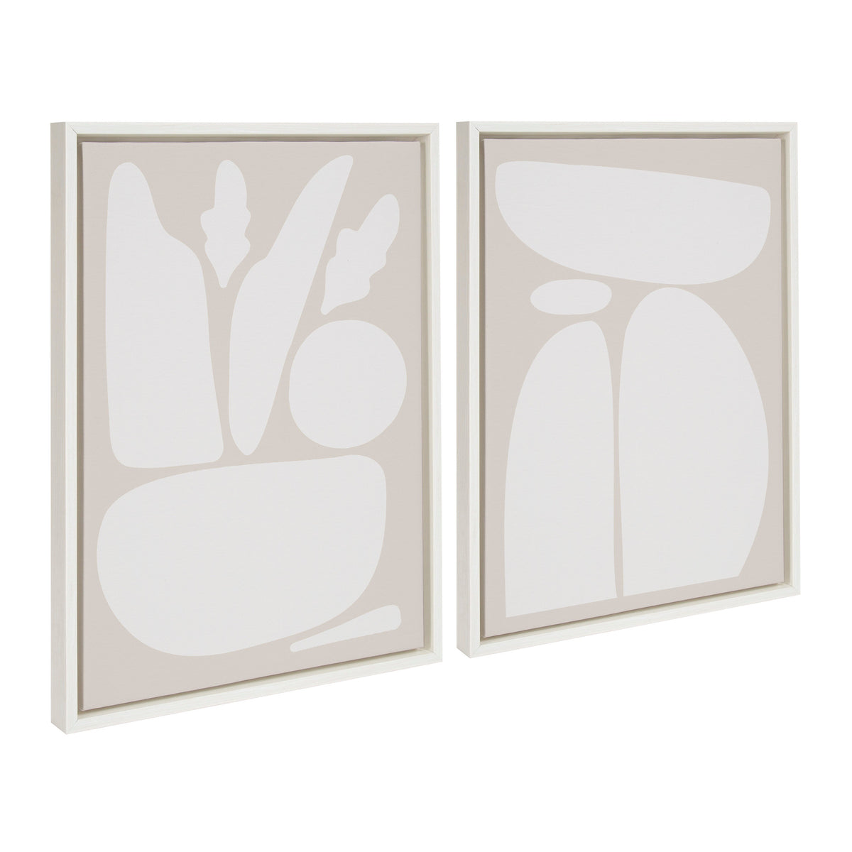 Sylvie Zen Botanical Rock Neutral Framed Canvas Set by The Creative Bunch Studio