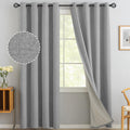 Yakamok Dove Grey Linen Curtains 100% Blackout 84 Inches Long,Room Darkening Textured Curtains for Living Room Thermal Grommet B