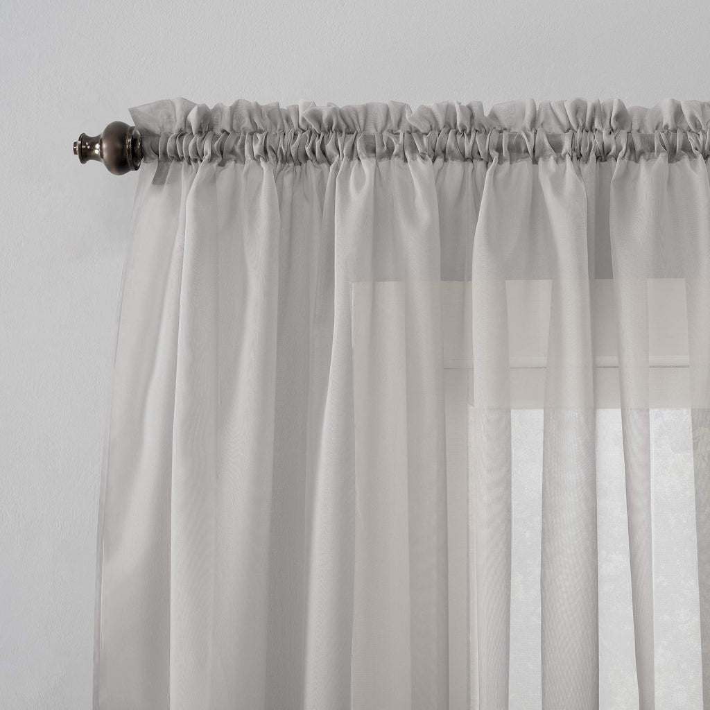 No. 918 53566 Emily Sheer Voile Rod Pocket Curtain Panel, 59'' X 84'', Silver Gray