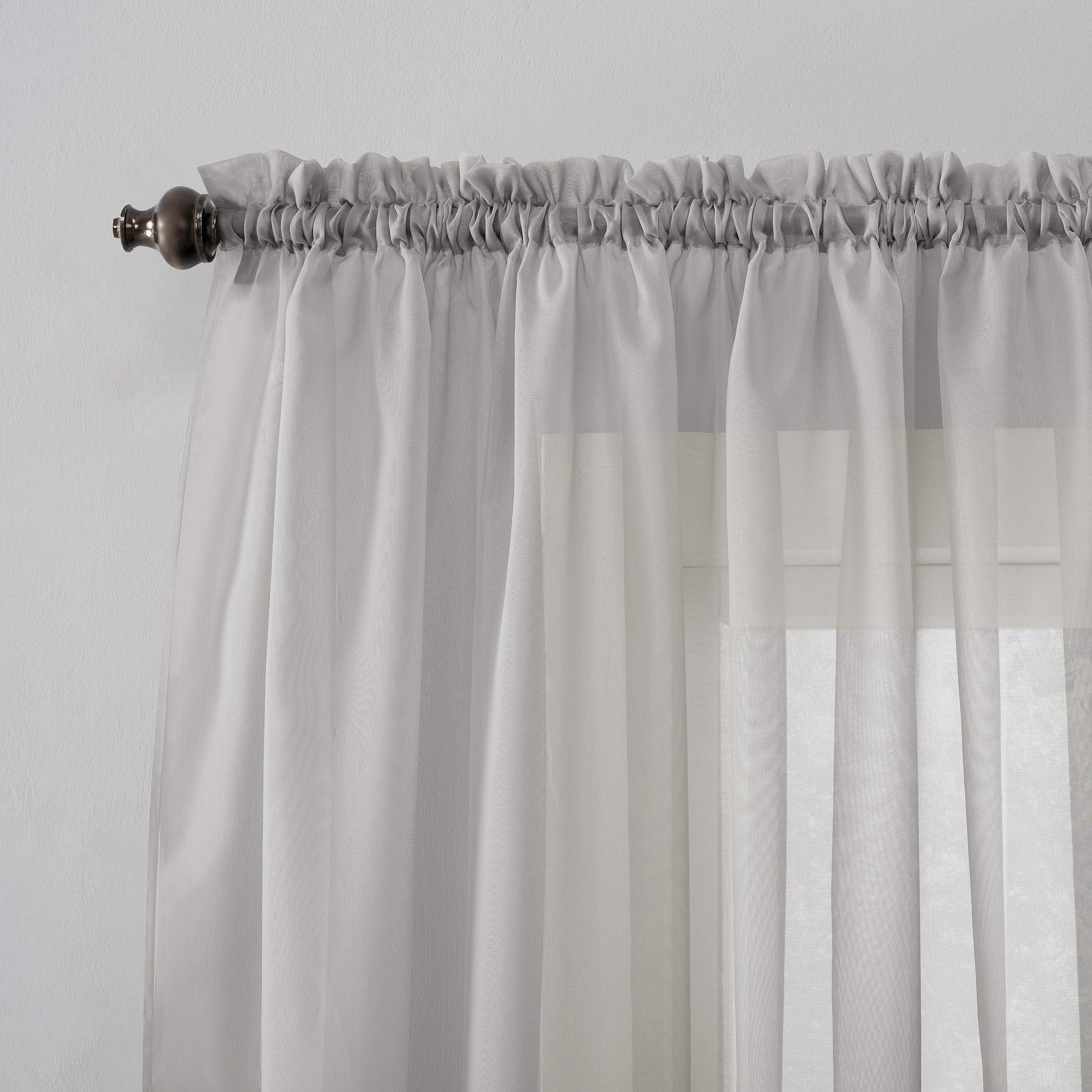 No. 918 53566 Emily Sheer Voile Rod Pocket Curtain Panel, 59'' X 84'', Silver Gray