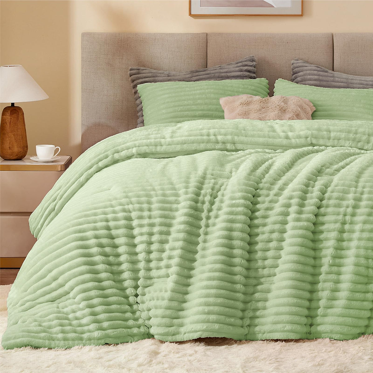 Bedelite Striped Comforter Set Green 88X88Inches
