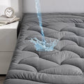 Sleep Zone Grey Queen Waterproof Mattress Pad, Premium Soft Embossed Mattress Topper, Quilted Fitted Mattress Protector Cover Wi