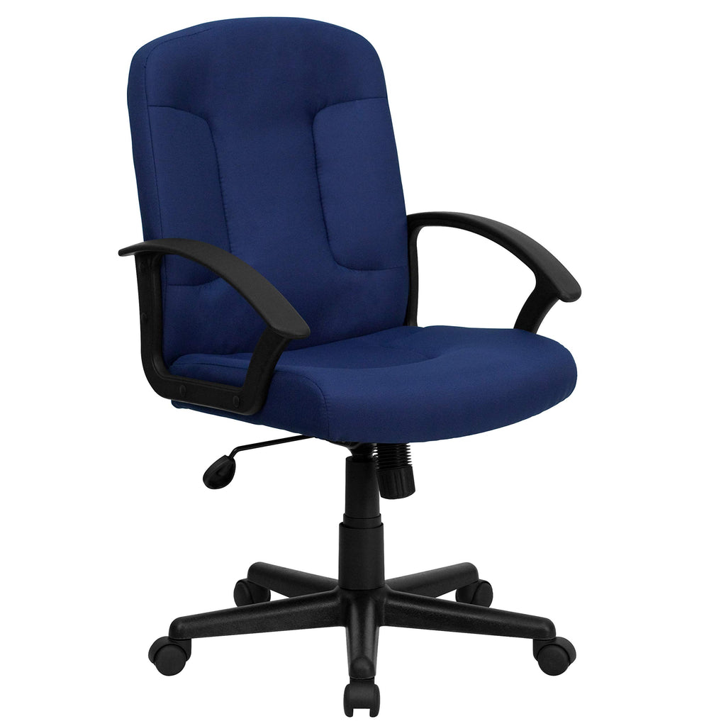 Flash Furniture Garver Mid-Back Navy Fabric Executive Swivel Office Chair with Nylon Arms