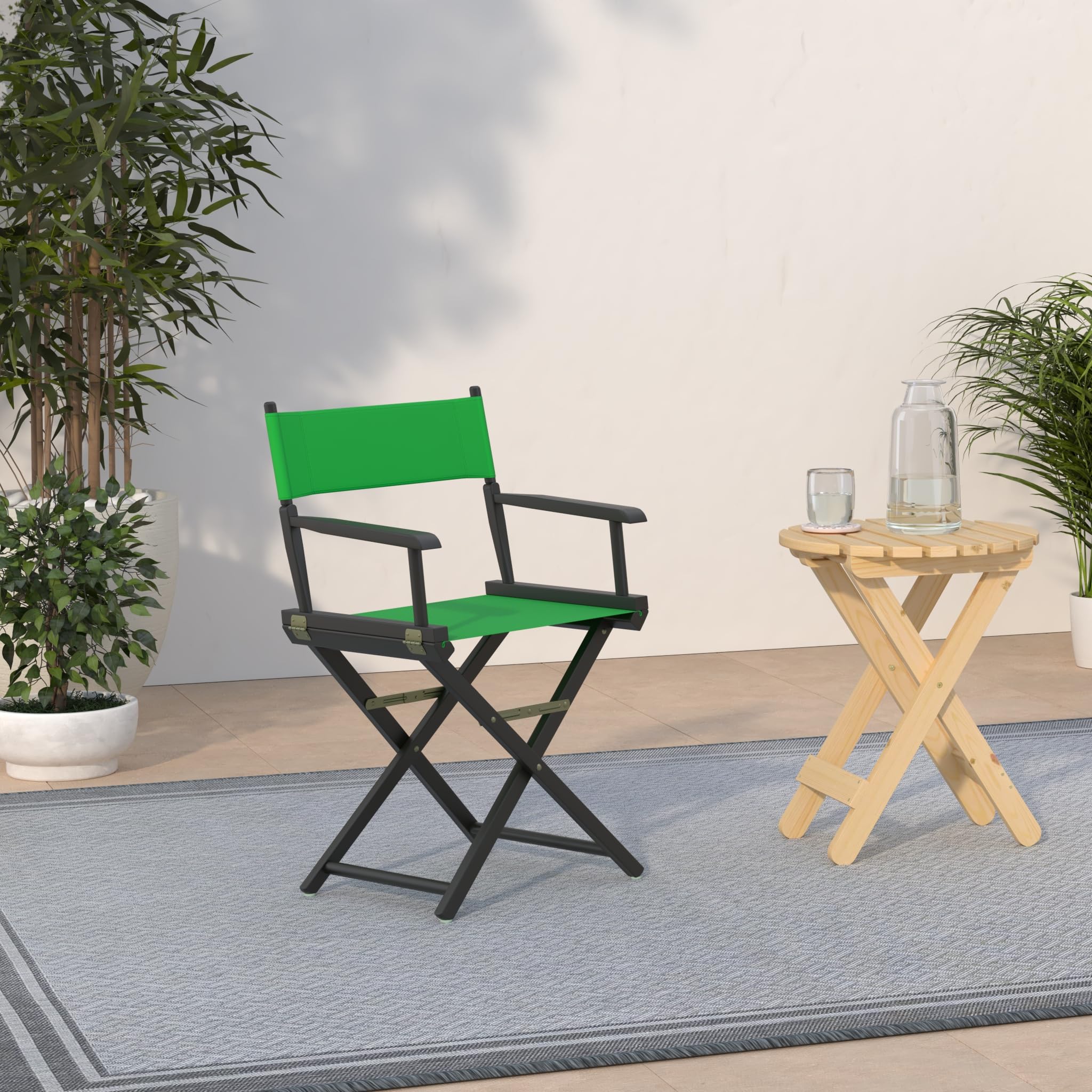 Casual Home Director'S Chair ,Black Frame/Green Canvas,18&quot; - Classic Height