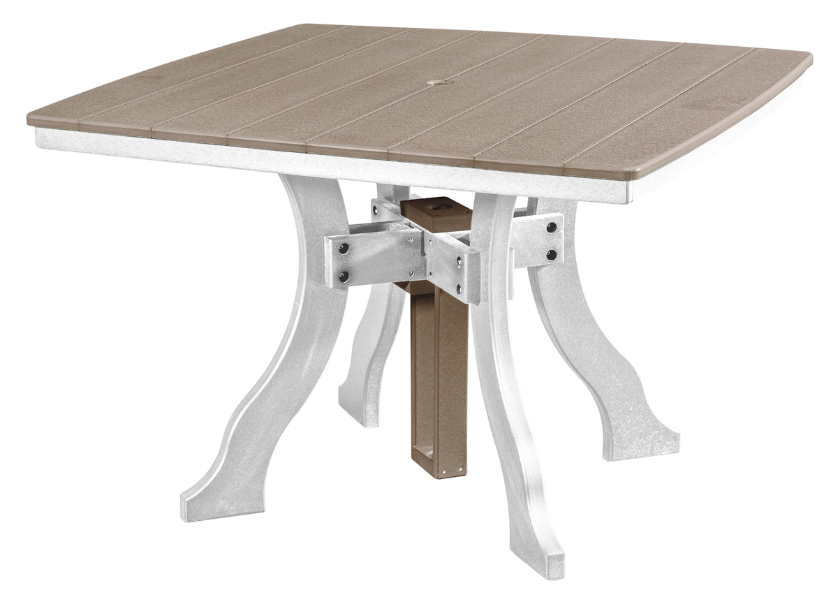 American Furniture Classics Dining Height Square Table, Weatherwood With White Base