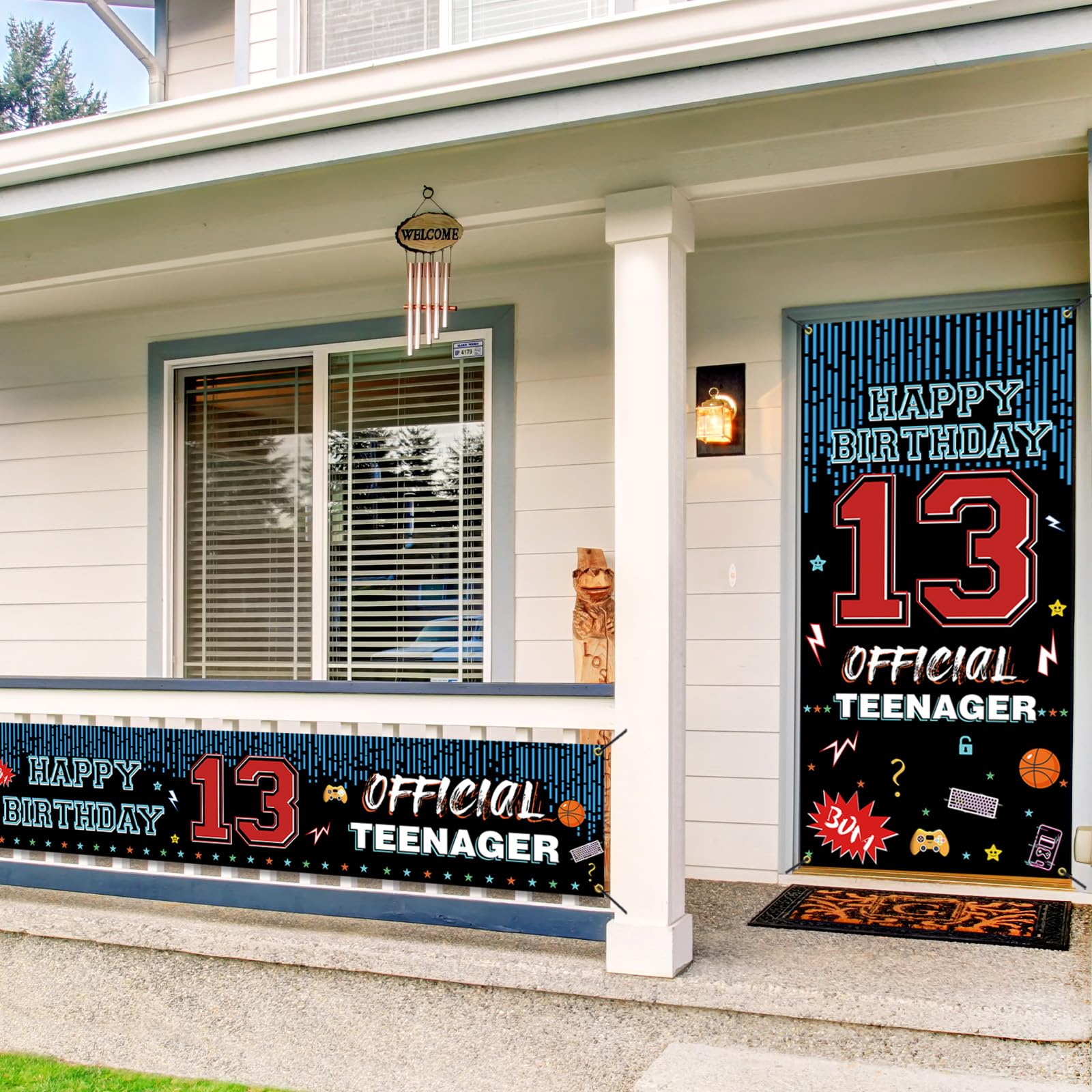 Happy 13Th Birthday Decoration Set, Official Teenager 13 Birthday Backdrop Banner For Boys Girls, Thirteenth Birthday Party Yard