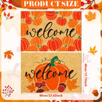 Moucuny 2 Pcs Pumpkin Door Mat Fall Welcome Front Door Mat Autumn Harvest Decorative Mat 15.75 X 23.62 Inches Non Slip Entrance