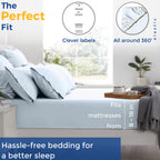 Pure Egyptian Split King Size Cotton Bed Sheets Set (King Split,600 Thread Count) Light Blue Bedding And Pillow Cases (5 Pc) - Egyptian Cotton Sheets Split King Size Bed-Sateen Sheets-16?Deep Pocket