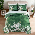 Sunshine Nicole Reversible Velvet Comforter Set (Dark Green, Queen)