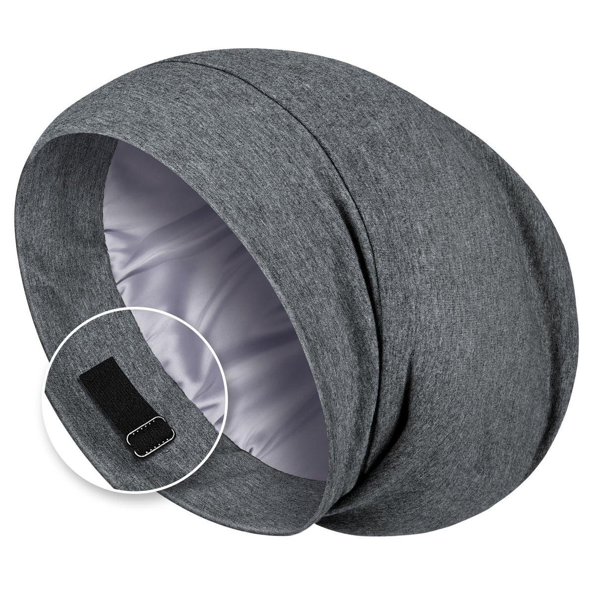 Zenssia Satin Lined Hair Bonnet for Sleeping, Sleep Cap for Women and Men with Adjustable Strap, Stay On All Night Hair Wrap, Da