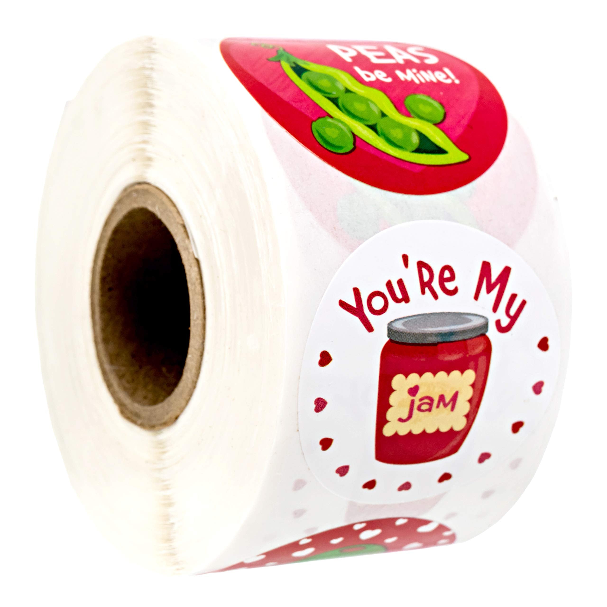 Valentine Food Pun Stickers/Roll Of 500 Circle Labels / 1.5' Adorable Valentine'S Day Decals