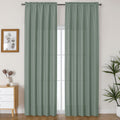 Lecloud Bessie Sage Green Curtains 90 Inches Long 2 Panels, Cozy Light Filtering Faux Linen Curtains, Durable Farmhouse Drapes w