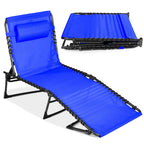 Best Choice Products Patio Chaise Lounge Chair, Portable Outdoor Folding Recliner For Lawn, W/ 8 Positions, Handles, 300Lb Capacity - Resort Blue