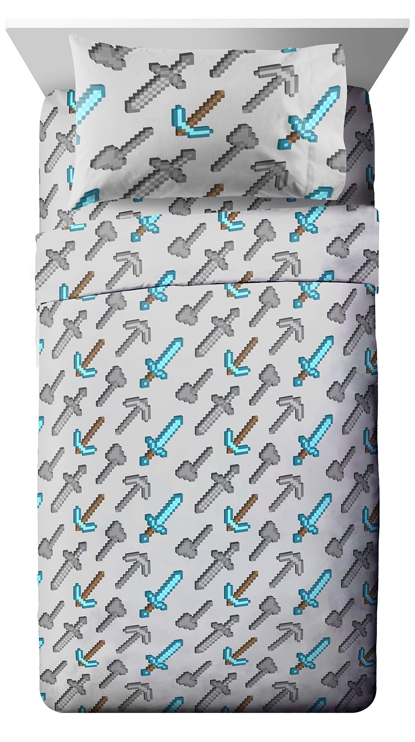 Jay Franco Minecraft Isometric Characters Twin Sheet Set - Super Soft And Cozy Kids Bedding - Fade Resistant Polyester Microfibe