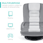 Best Choice Products Swivel Gaming Chair 360 Degree Multipurpose Floor Chair Rocker For Tv, Reading, Playing Video Games W/Lumbar Support, Armrest Handles, Adjustable Foldable Backrest - Gray/White