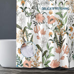 Bivinar Green Boho Floral Shower Curtain 60 X 72 Inch, Flower Leaves Boho Chic Bathroom Curtain, Waterproof Fabric Plant Bathroo
