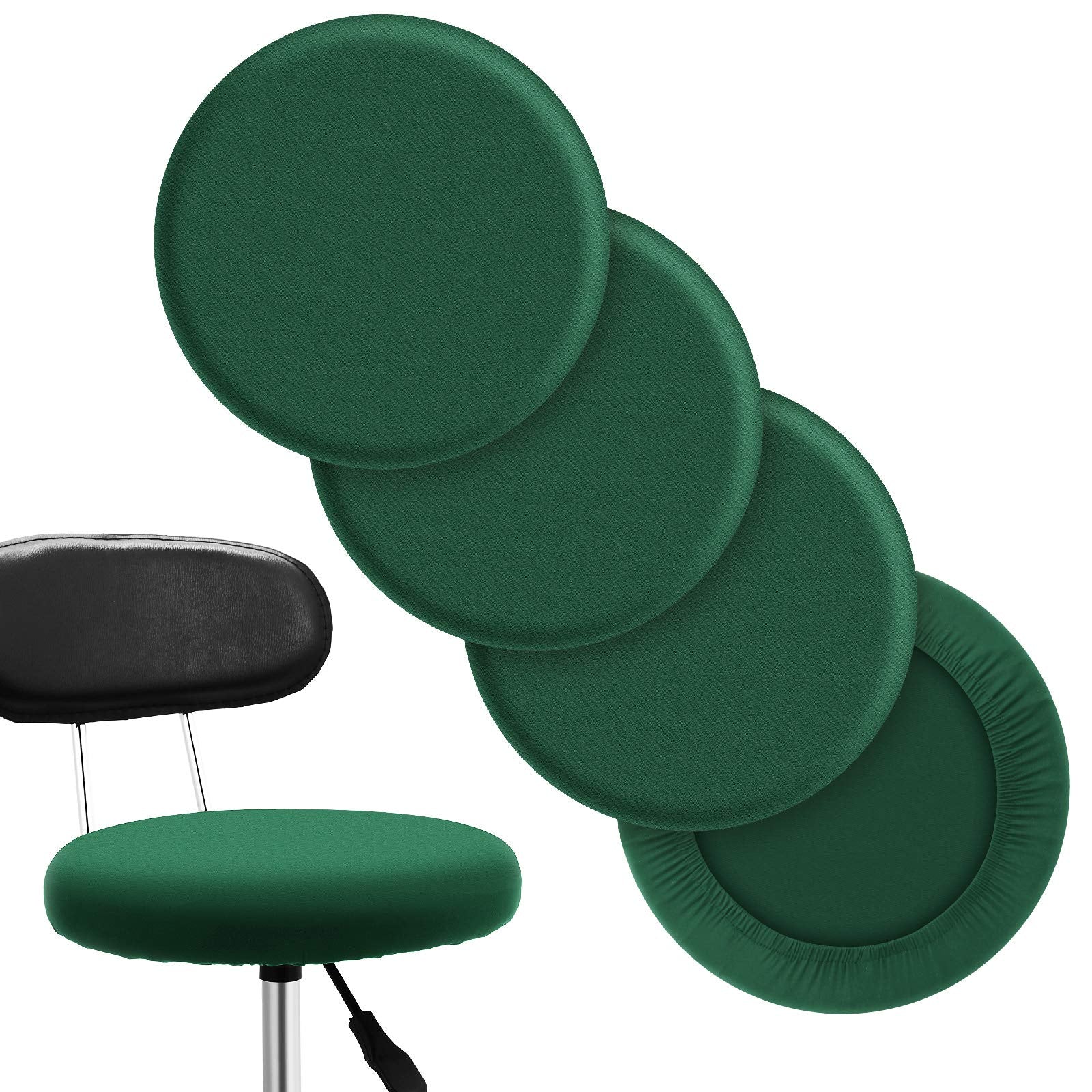 Tatuo Round Bar Stool Seat Covers Washable Stool Cushion Slipcover Elastic Bar Chair Covers For 14-17 Inch Chair (Green,4 Pieces