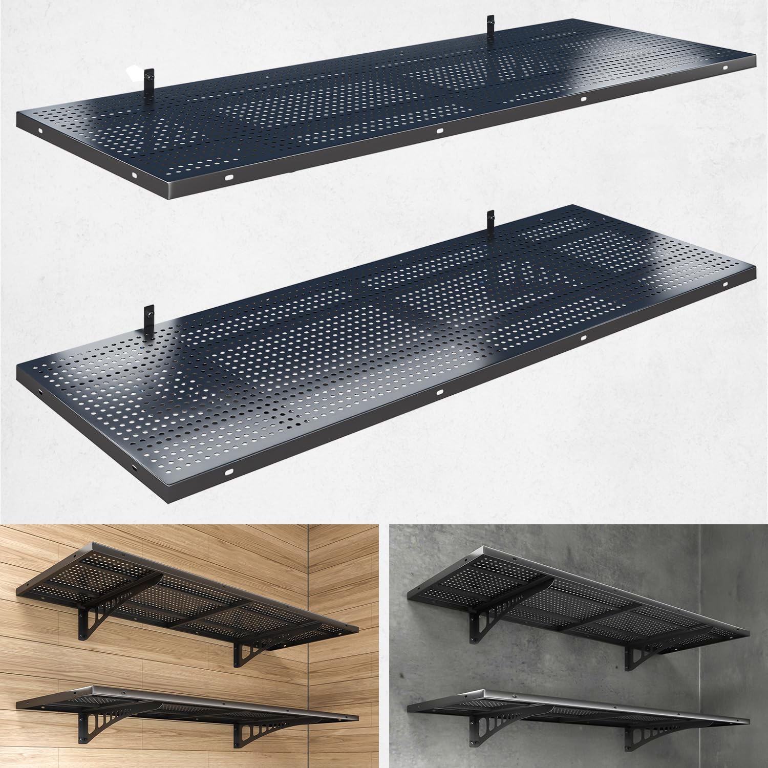 YIFRO 2-Pack 1.5x4ft Heavy Duty Garage Wall Shelving, 500 lbs Load Capacity, Garage Shelving Wall Mounted, Garage Storage Rack w