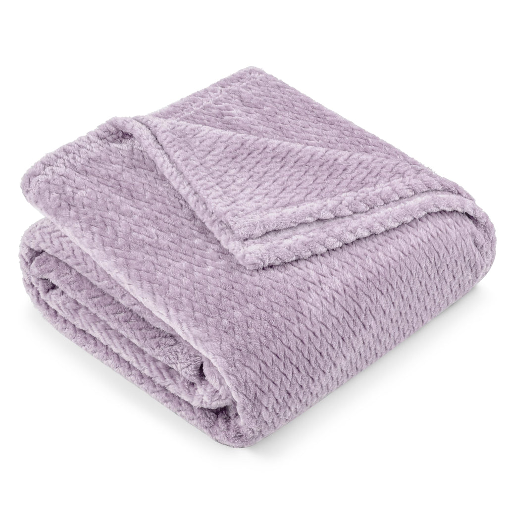 Pavilia Soft Fleece Lavender Lilac Throw Blanket For Couch, Lightweight Plush Warm Blankets For Bed, Fuzzy Cozy Flannel Blanket