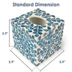 Claynix Tissue Box Cover - Mosaic Mother Of Pearl Inlay Cube - Napkin Holder Square - Toilet Paper Storage - Decorative Organize