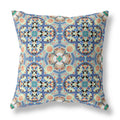 HomeRoots Blue Purple Peach Blue Peach Cloverleaf Boho Suede Throw Pillow