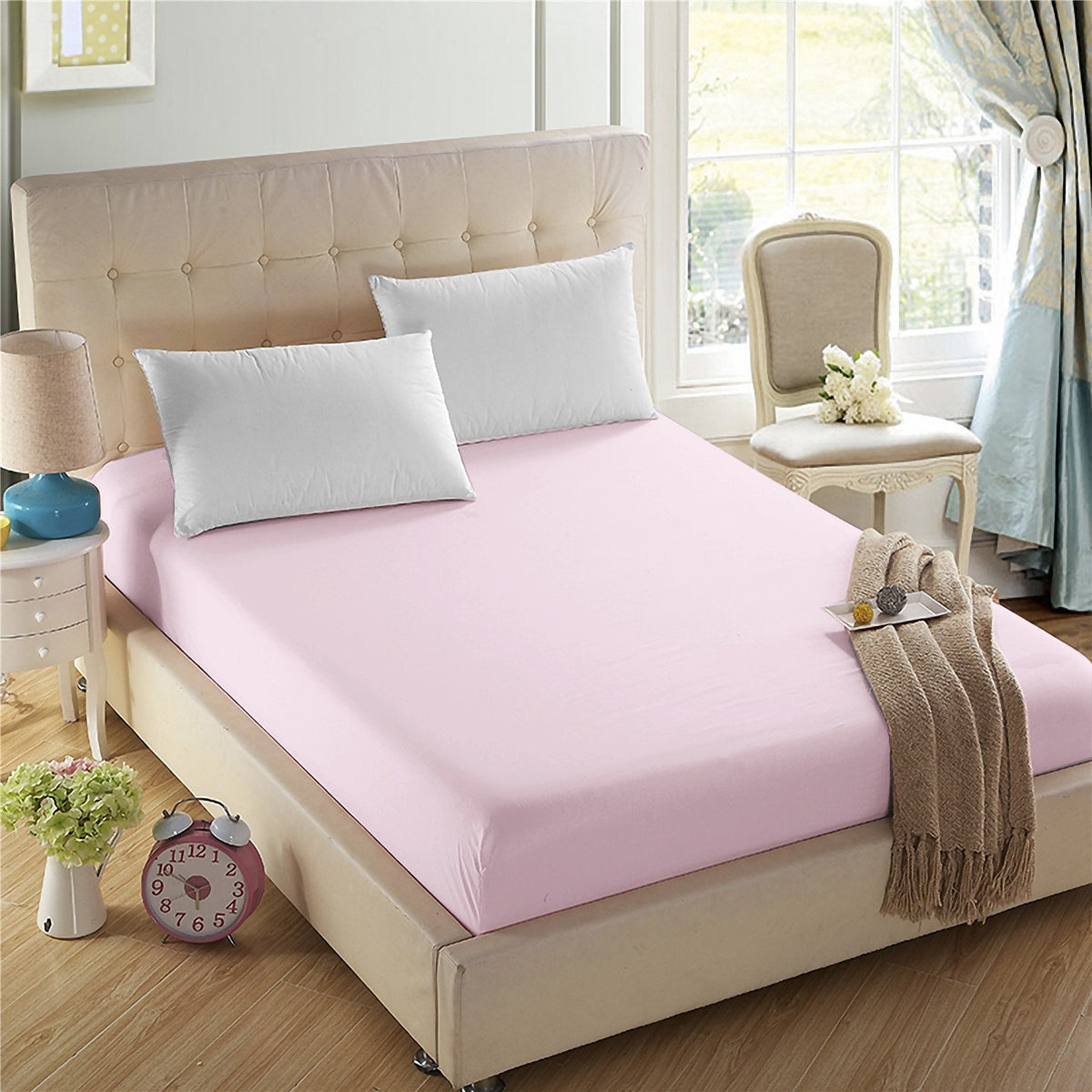 4U'Life 2-Pack Fitted Sheets,Prime 1800 Series, Ultra Soft & Comfortable, Double Brushed Microfiber (Pink, 2-Pack Full)