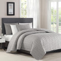 Bourina Quilt Set Coverlet Set Quilting Bedspread 3-Piece Quilt Set Microfiber Lightweight, King 104' X 92' Grey