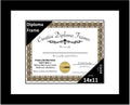 Creative Picture Frames 14x11 Classic Black Diploma Frame with White Mat Glass Easel and Installed Wall Hangers | Frame Holds 16