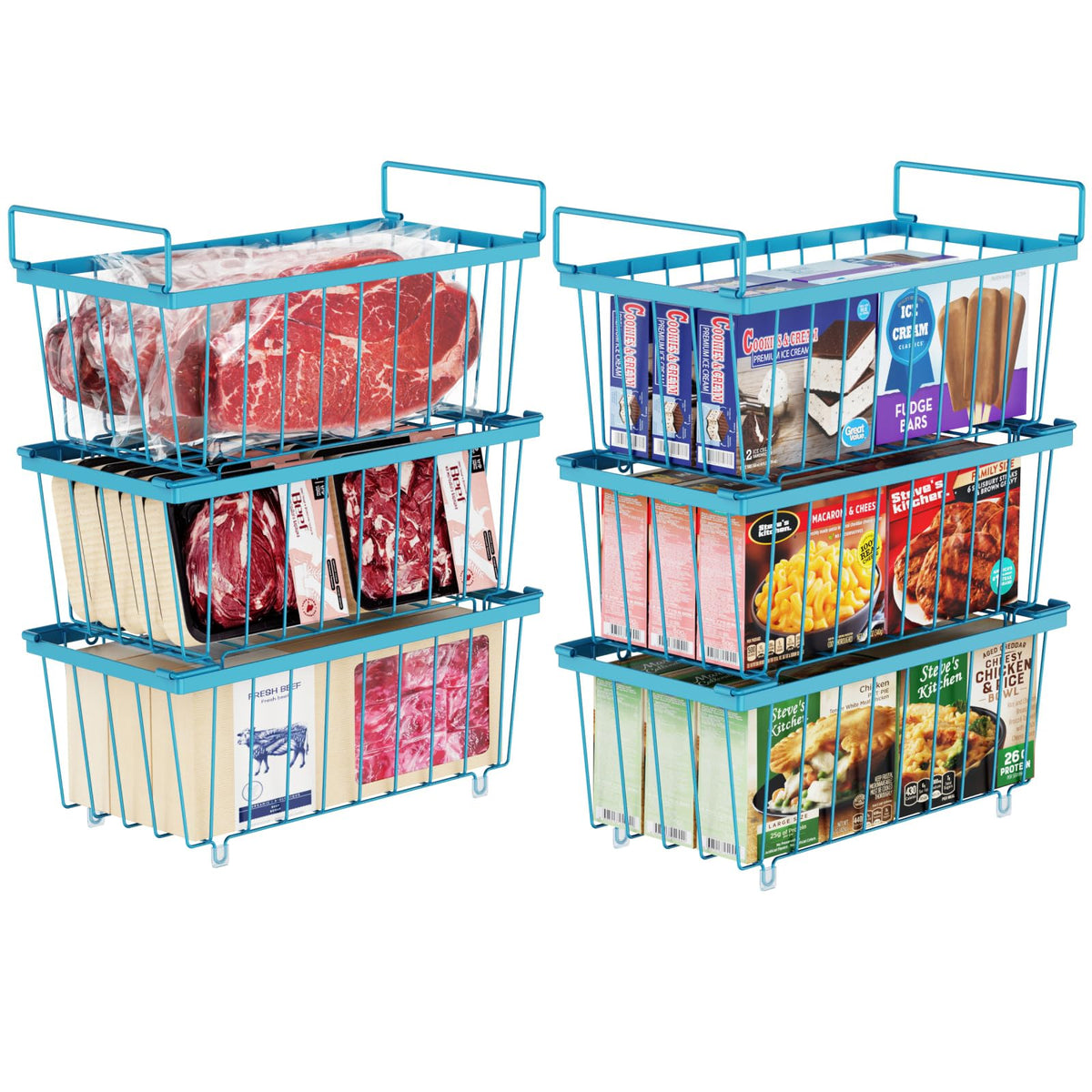 Ispecle Chest Freezer Organizer Bins - 6 Pack Small Stackable Freezer Organizer For 7 Cu Ft Deep Freezer Sort Frozen Food, Freez