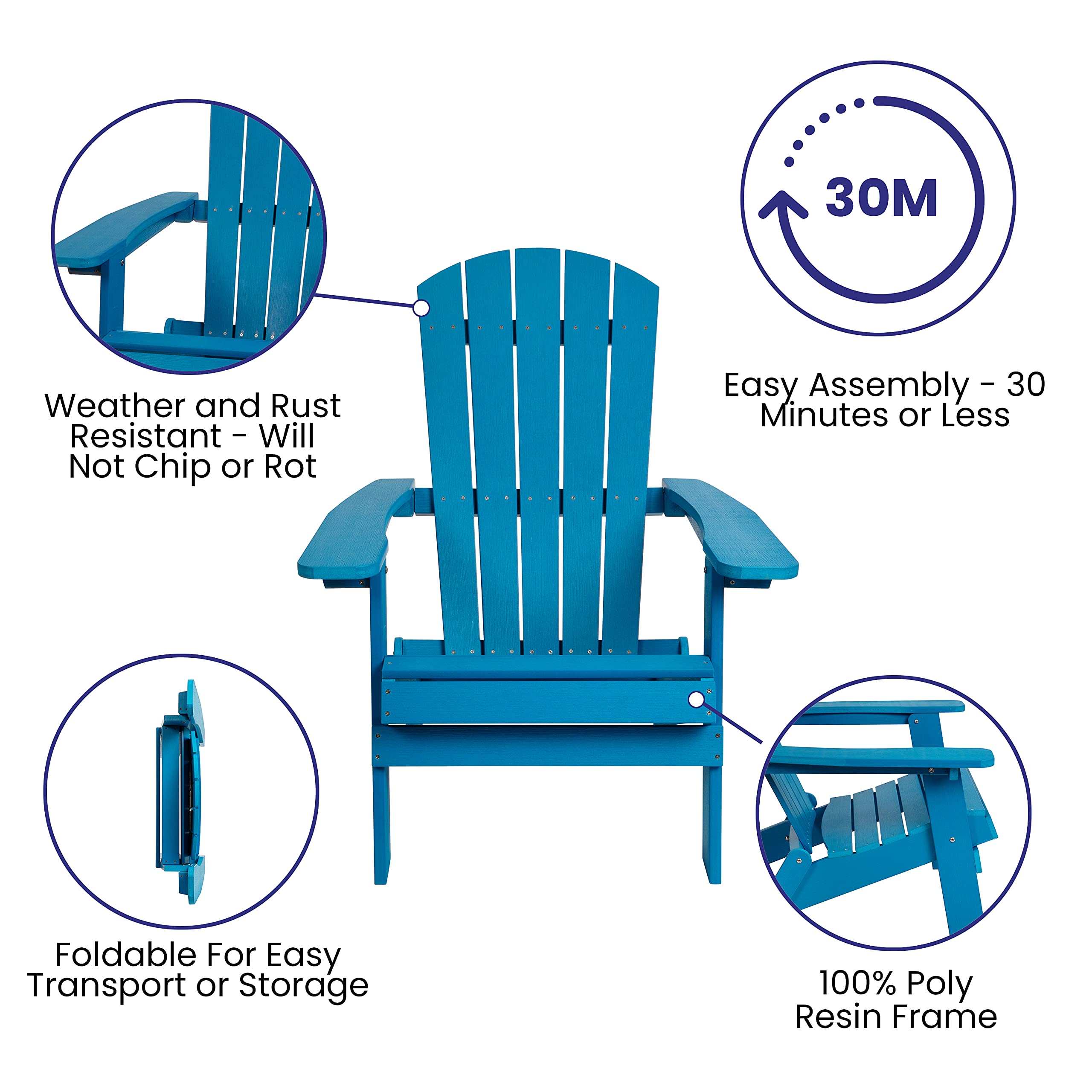 Flash Furniture Charlestown Adirondack Chair - Thumbnail 4