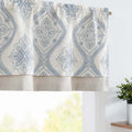 jinchan Linen Valance Curtain 18 Inch Length Medallion Damask Embroidered Kitchen Valance for Windows Double Layer Blackout Vala