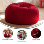 Flash Furniture Dillon Small Bean Bag Chair for Kids and Teens, Foam-Filled Beanbag Chair with Machine Washable Cover, Red