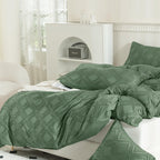 Jellymoni 2 Pack Green Pillowcases King Size, Soft Microfiber Geometric Tufted Pillow Covers With Envelope Closure (Pillows Are